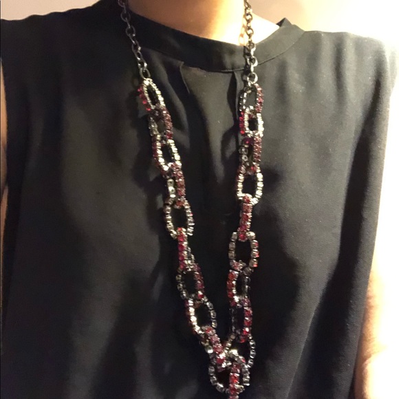Nine West Red rhinestone loop necklace - Picture 7 of 8
